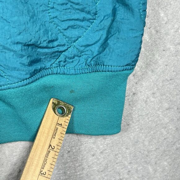 Vintage Puma Jacket Men’s Large Cotton Blend Green Quilted Bomber Shoulder Pads - Picture 5 of 13